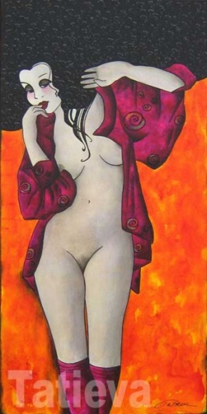 Painting titled "Violette" by Tatieva, Original Artwork, Oil