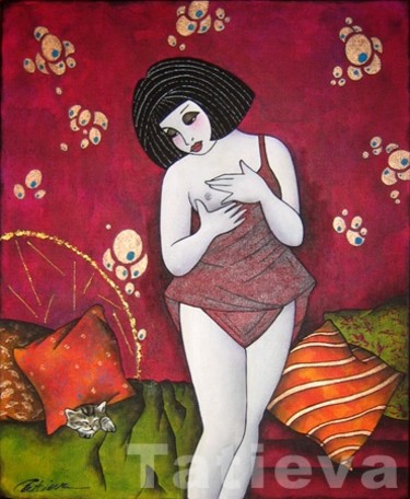 Peinture intitulée "Le Chaton de Margot" par Tatieva, Œuvre d'art originale, Huile