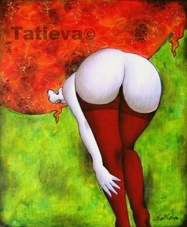 Peinture intitulée "Les bas rouges" par Tatieva, Œuvre d'art originale