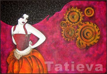 Peinture intitulée "Citrouille mécanique" par Tatieva, Œuvre d'art originale, Huile