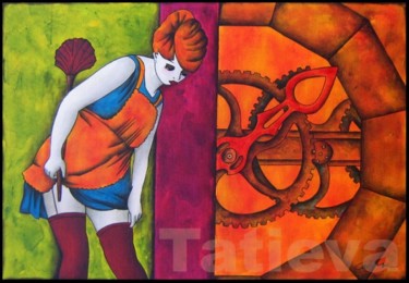 Peinture intitulée "Petite curieuse, gr…" par Tatieva, Œuvre d'art originale, Huile