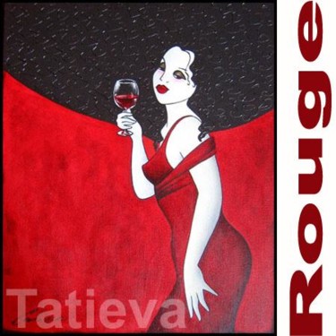 Peinture intitulée "Rouge-carré.jpg" par Tatieva, Œuvre d'art originale