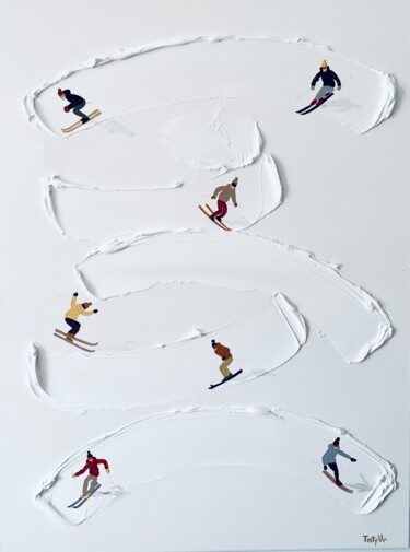 Картина под названием "Ski lovers n2" - Taty Ur, Подлинное произведение искусства, Акрил