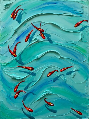 Pintura titulada "I pesci rossi" por Taty Ur, Obra de arte original, Acrílico