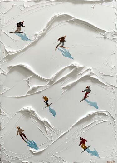 Ζωγραφική με τίτλο "Ski lovers#012" από Taty Ur, Αυθεντικά έργα τέχνης, Ακρυλικό