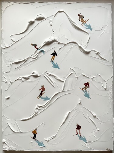 Ζωγραφική με τίτλο "Ski lovers #012" από Taty Ur, Αυθεντικά έργα τέχνης, Ακρυλικό