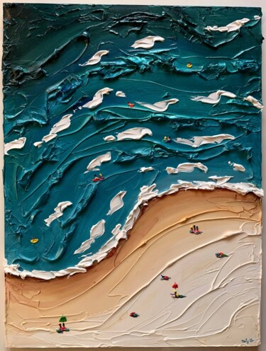 Painting titled "A day at the beach" by Taty Ur, Original Artwork, Acrylic