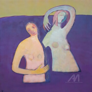 Pittura intitolato "Badende." da Tatjana Auschew, Opera d'arte originale, Acrilico Montato su Telaio per barella in legno