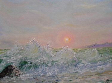 Картина под названием "Green sea wave.Зеле…" - Tatjana Barova, Подлинное произведение искусства, Масло