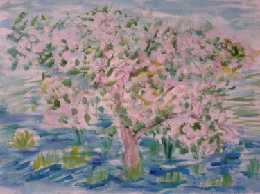 Картина под названием "Яблоня в цвету." - Tatjana Barova, Подлинное произведение искусства, Масло