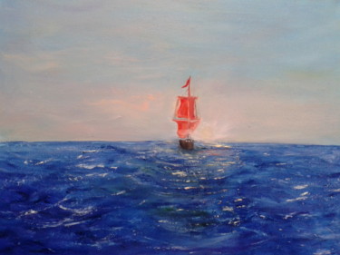 Картина под названием "Алые паруса.Scarlet…" - Tatjana Barova, Подлинное произведение искусства, Масло