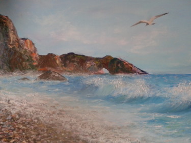 Painting titled "Le paysage marin" by Tatjana Barova, Original Artwork, Oil