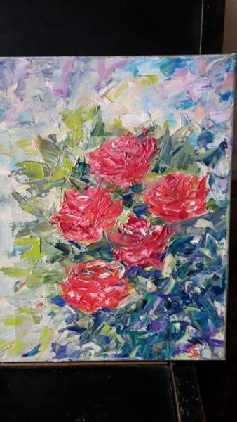 Картина под названием "bouquet of roses pa…" - Tatjana Barova, Подлинное произведение искусства, Масло