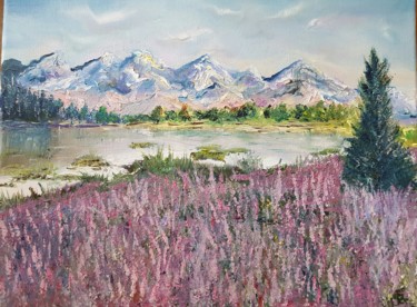 Painting titled "lavender flowers" by Tatjana Barova, Original Artwork, Oil