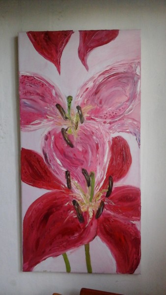 Painting titled "the flowers" by Tatjana Barova, Original Artwork, Oil
