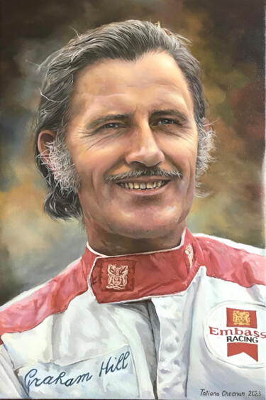 Peinture intitulée "Graham Hill (portra…" par Tatjana Cechun, Œuvre d'art originale, Huile