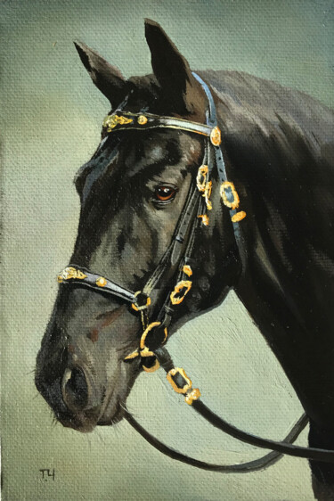 Painting titled "Miniature "Black ho…" by Tatjana Cechun, Original Artwork, Oil