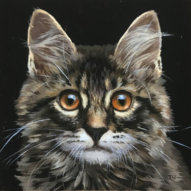 Pittura intitolato "Motley kitten" da Tatjana Cechun, Opera d'arte originale, Olio