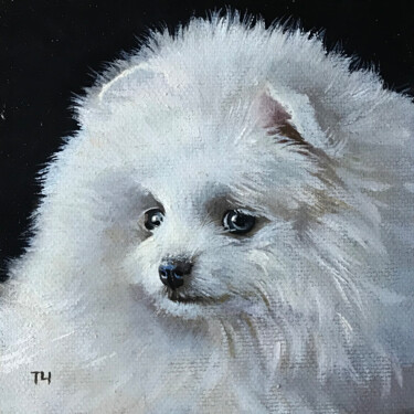 Painting titled "Miniature “White Po…" by Tatjana Cechun, Original Artwork, Oil