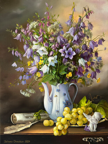 Картина под названием "Delicate bouquet wi…" - Tatjana Cechun, Подлинное произведение искусства, Масло