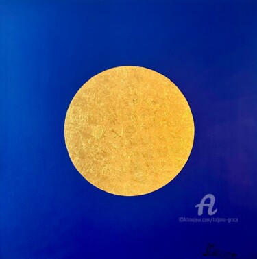 Ζωγραφική με τίτλο "„Goldene Mitte Blau“" από Tatjana Grace, Αυθεντικά έργα τέχνης, Λάδι