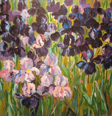 Malerei mit dem Titel "Irises" von Tatjana Gurbo, Original-Kunstwerk, Acryl