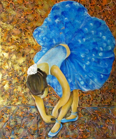 Malerei mit dem Titel "Blue Orchid" von Tatjana Gurbo, Original-Kunstwerk, Öl