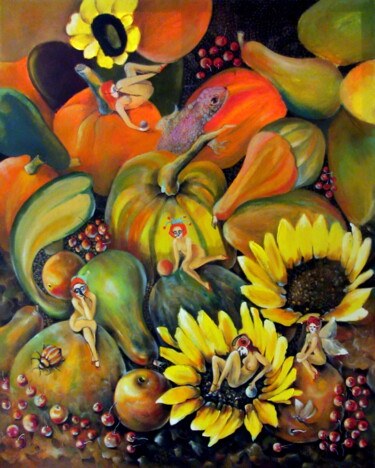 Painting titled "Autumn Formula" by Tatjana Gurbo, Original Artwork, Oil