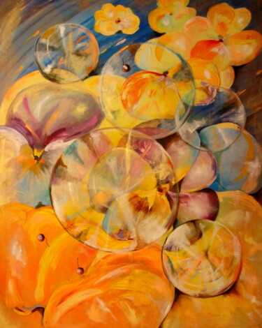 Pittura intitolato "Flowers and water" da Tatjana Gurbo, Opera d'arte originale, Olio