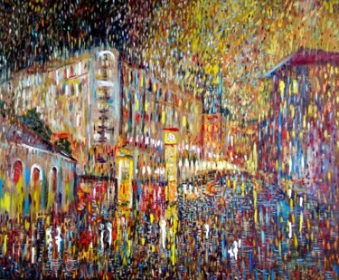Картина под названием "Evening in Old Riga" - Tatjana Gurbo, Подлинное произведение искусства, Масло