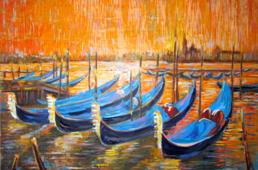 Pittura intitolato "Evening Venice" da Tatjana Gurbo, Opera d'arte originale, Olio