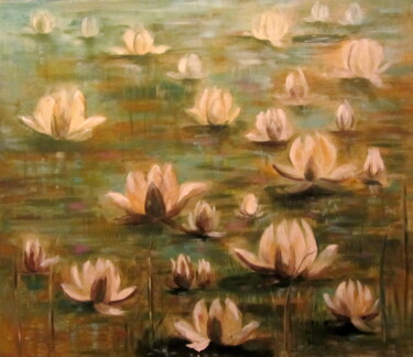 Pintura intitulada "Water lilies" por Tatjana Gurbo, Obras de arte originais, Óleo