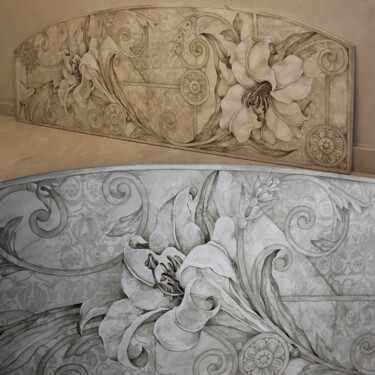 Design mit dem Titel "Wandbild mit Lilien" von Tatjana Koreljakova, Original-Kunstwerk, Möbel