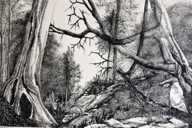 Dessin intitulée "Wald" par Tatjana M. Pankau, Œuvre d'art originale, Encre