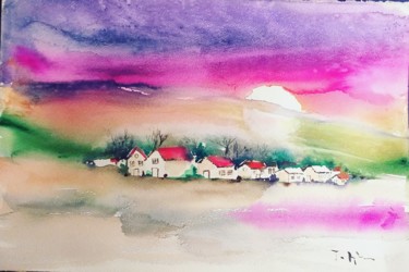 Peinture intitulée "Beautiful Serbia" par Tatjana Karabasevic, Œuvre d'art originale, Aquarelle