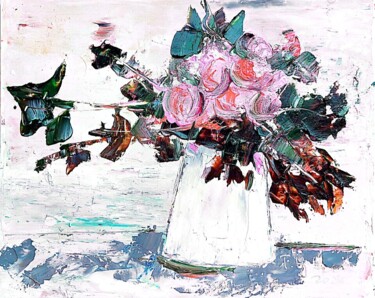 Painting titled "White table" by Tatjana Karabasevic, Original Artwork, Oil