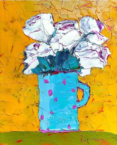 Картина под названием "Gentle roses" - Tatjana Karabasevic, Подлинное произведение искусства, Масло