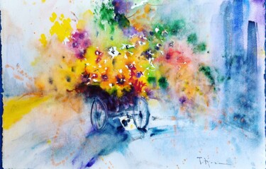 Картина под названием "Bicycle" - Tatjana Karabasevic, Подлинное произведение искусства, Акварель