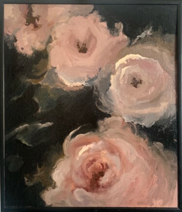 Malerei mit dem Titel "Oil Pink Mood flowe…" von Tatjana Rusakova, Original-Kunstwerk, Öl Auf Karton montiert