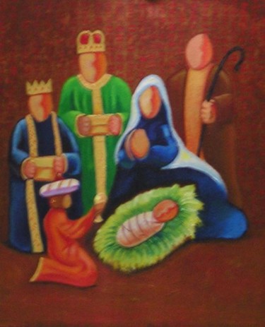 Painting titled "Nativity" by Eduardo Acevedo Candelaria, Original Artwork