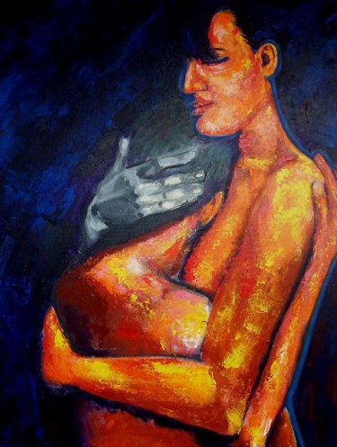 Painting titled "arquetipo madre" by Eduardo Acevedo Candelaria, Original Artwork