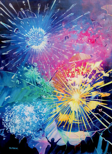 Peinture intitulée "Explosion de joie" par Tatoon, Œuvre d'art originale, Acrylique