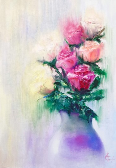 Peinture intitulée "Roses scent(fingert…" par Tatsiana Yelistratava, Œuvre d'art originale, Huile