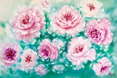 Картина под названием "Floral breeze(finge…" - Tatsiana Yelistratava, Подлинное произведение искусства, Масло