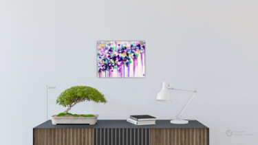 Картина под названием "Pansy flowers wave…" - Tatsiana Yelistratava, Подлинное произведение искусства, Масло