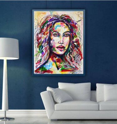 Painting titled "Beyonce Knowles pop…" by Tatsiana Yelistratava, Original Artwork, Acrylic