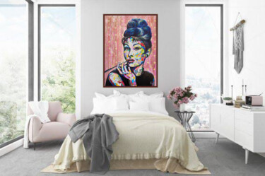 Malerei mit dem Titel "Audrey Hepburn pop…" von Tatsiana Yelistratava, Original-Kunstwerk, Acryl