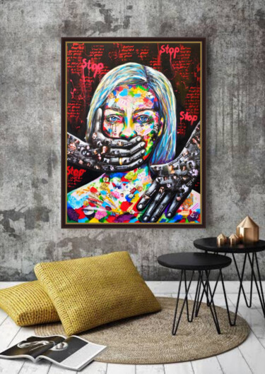 Schilderij getiteld "Crying woman pop ar…" door Tatsiana Yelistratava, Origineel Kunstwerk, Collages