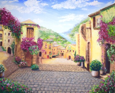 Картина под названием "Italian old street…" - Tatsiana Yelistratava, Подлинное произведение искусства, Масло