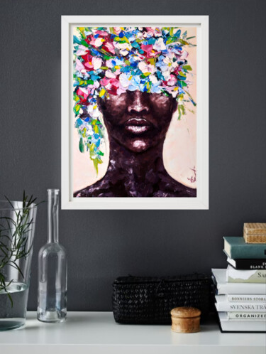 Malerei mit dem Titel "Pansy flowers head…" von Tatsiana Yelistratava, Original-Kunstwerk, Öl